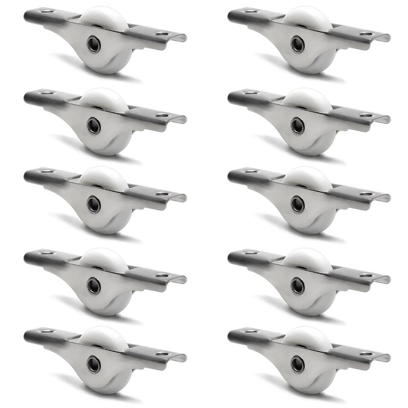 MroMax 10Pcs 23mm/0.91" Dia Screen Door Rollers Nylon White Sliding Wheel Electroplating Sliding Wheel with Stainless Steel Shell for Garage Screen Door - Image 1